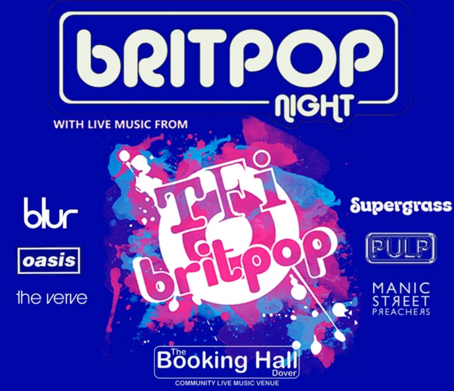 Poster advertising Britpop night at The Booking Hall in dover on 13th Dec 2024