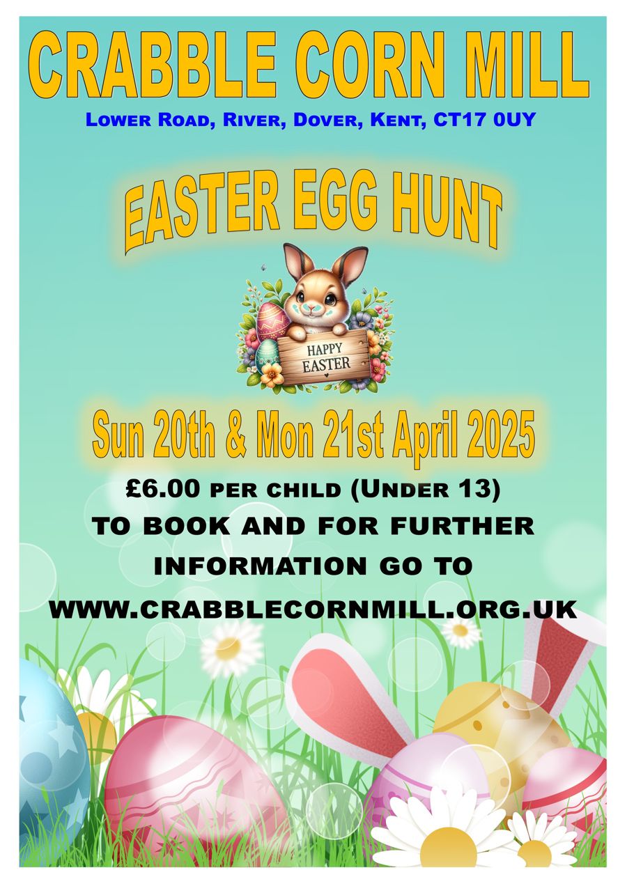 Poster advertising Easter Egg Hunt at Crabble Corn Mill