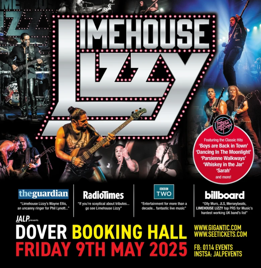 Poster advertising Limehouse Lizzy at The Booking Hall in Dover on Fri 9th May 2025.