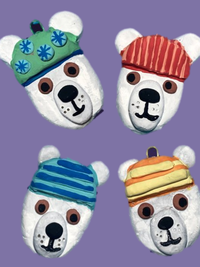 Clay polar bear decorations