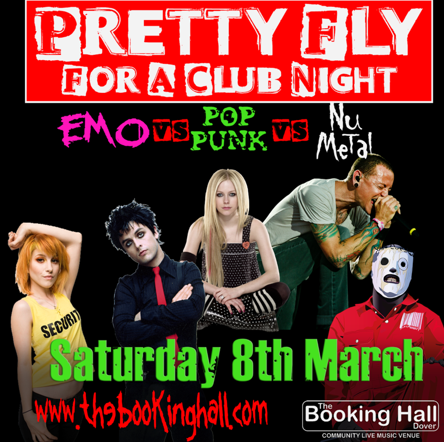 Poster for Pretty Fly For a Club Night at The Booking Hall in Dover on 8th March 2025