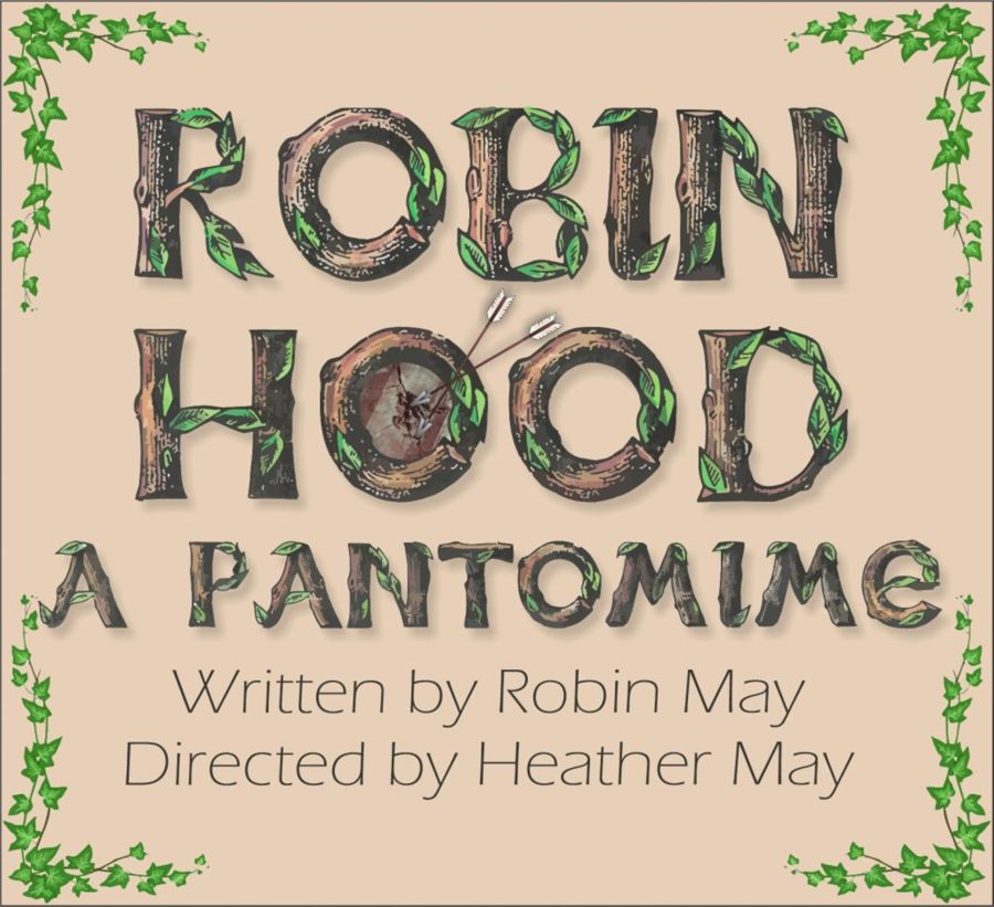 Poster advertising Robin Hood A Pantomime by The Temple Ewell Players.