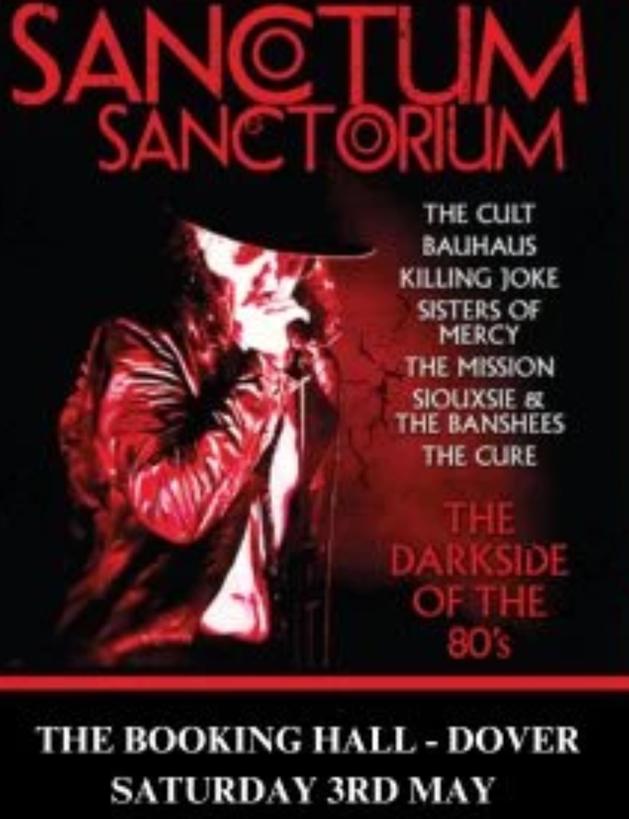 A poster advertising Sanctum Sanctorium at The Booking Hall, Dover on Sat 3rd May 2025